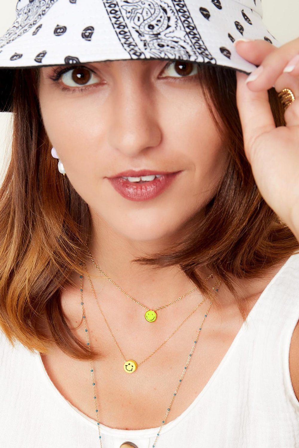 Collier en acier inoxydable smiley Orange h5Image2